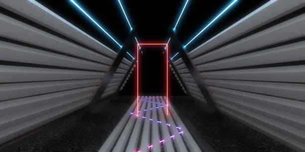 istock 3D abstract background with neon lights. neon tunnel .space construction . 3d illustration 1311442974