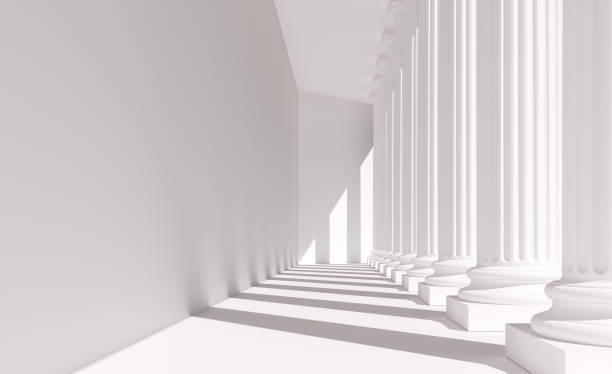 columnas blancas seguidas: arquitectura neoclásica - control column fotografías e imágenes de stock