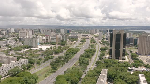 Brasilia, DF, Brazil, FEB - 18 - 2021 - Brasilia financial sector seen from above