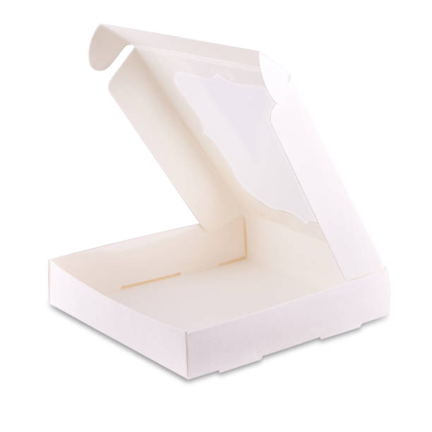 boîte blanche d’empaquetage de gâteau de papier, espace de copie - cake box packaging recycling photos et images de collection