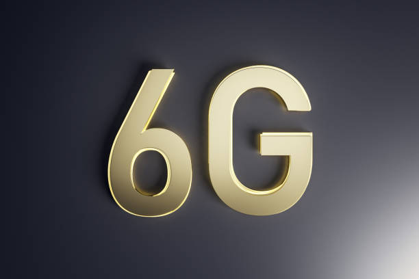 istock Fastest internet connection concept with golden 6G symbol on dark background 1311450609