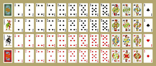 istock Playing cards, simplified version. Poker set with isolated cards. Poker playing cards, full deck. 1311451647