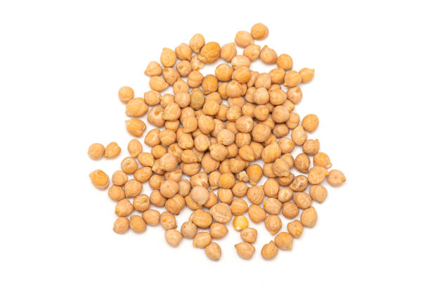 istock Heap of chick peas, chickpea isolated on white, top view 1311453486