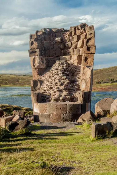 Photo of Ruin of a  funerary tower in Sillustani, Peru