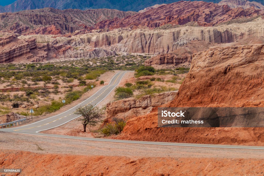 Road in Quebrada de Cafayate valley, Argentina Salta - City Stock Photo