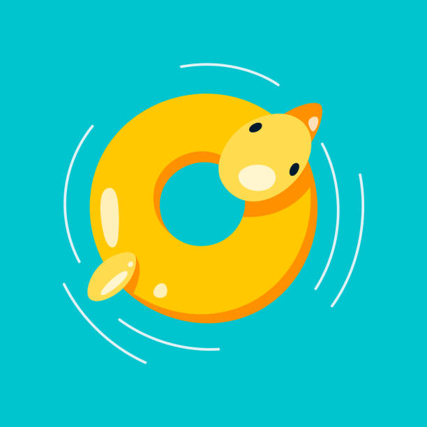 ilustrações, clipart, desenhos animados e ícones de uma barriga de vida plana, um anel de natação inflável. ilustração vetorial - life belt water floating on water buoy
