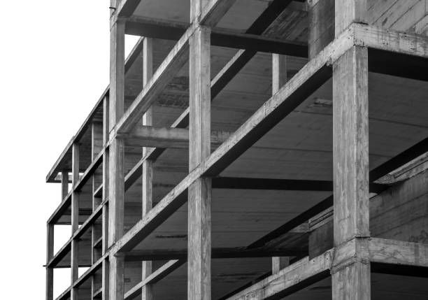 reinforced concrete building structure Building under construction, reinforced concrete structure with internal stairs reinforced concrete stock pictures, royalty-free photos & images