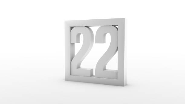 Simple minimalistic calendar. Day twenty-two. Number 22 in a frame. 3d rendering, 3d illustration.