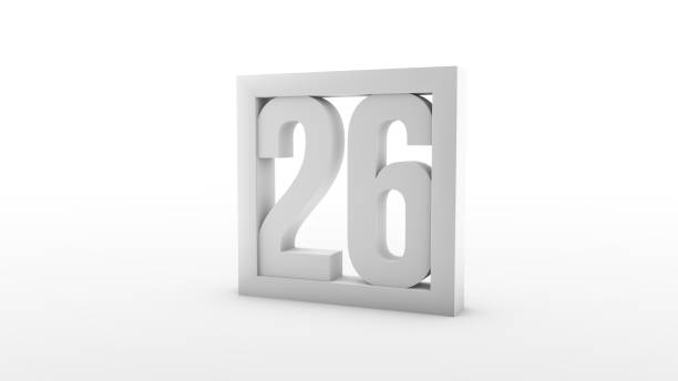 istock Simple minimalistic calendar. Day twenty six. Number 26 in a frame. 3d rendering, 3d illustration. 1311458232