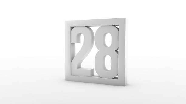 istock Simple minimalistic calendar. Day twenty-eight. Number 28 in a frame. 3d rendering, 3d illustration. 1311458235