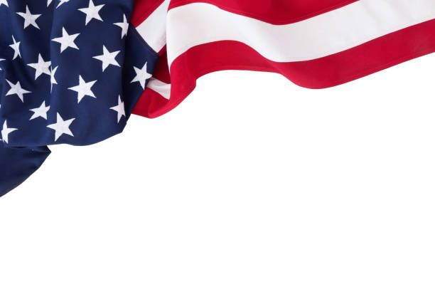 amerikanische flagge hintergrund isoliert auf weiß - american flag stock-fotos und bilder