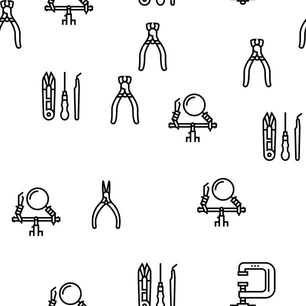ilustrações de stock, clip art, desenhos animados e ícones de handmade jewellery vector seamless pattern - inchworm