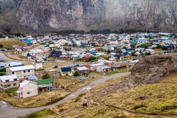 Aerial view of El Chalten village, Argentina Aerial view of El Chalten village, Argentina chalten photos stock pictures, royalty-free photos & images