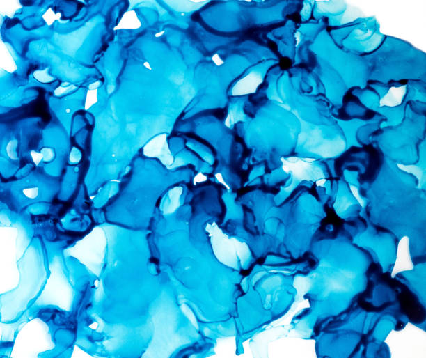 istock Abstract background in blue color, hand drawn alcohol painting, liquid ink technique 1311463476