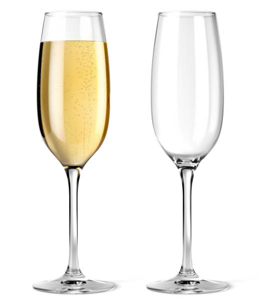 ilustraciones, imágenes clip art, dibujos animados e iconos de stock de gafas vectoriales realistas de champán - champagne