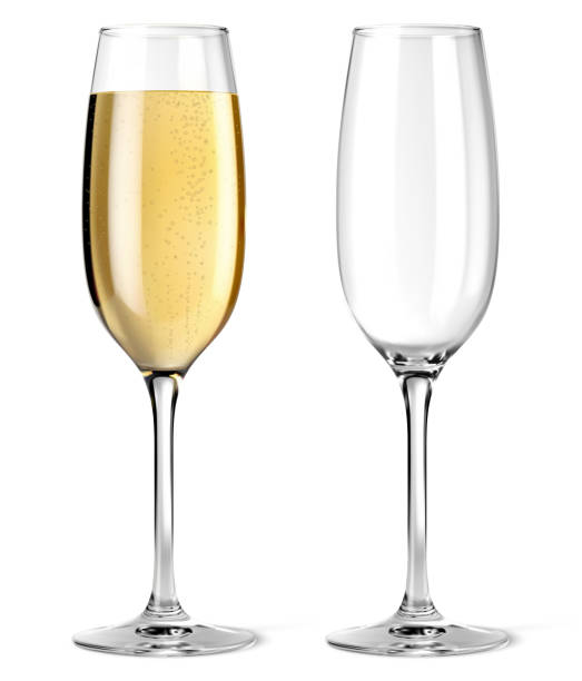 illustrazioni stock, clip art, cartoni animati e icone di tendenza di bicchieri da champagne realistici vettoriali - champagne flute