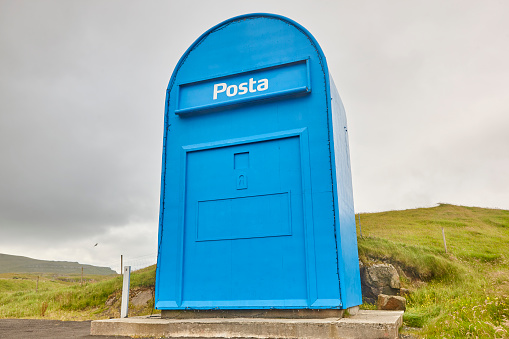 Huge mailbox in Sandoy island. Faroe islands tourism highlight