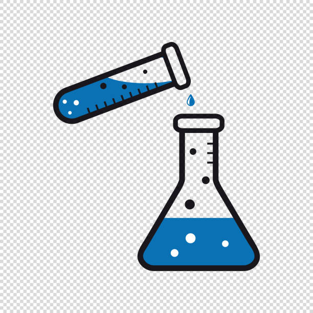 illustrations, cliparts, dessins animés et icônes de tubes à essai chimiques - icônes d’illustration vectorielle - isolés sur le fond transparent - récipient à bec verseur