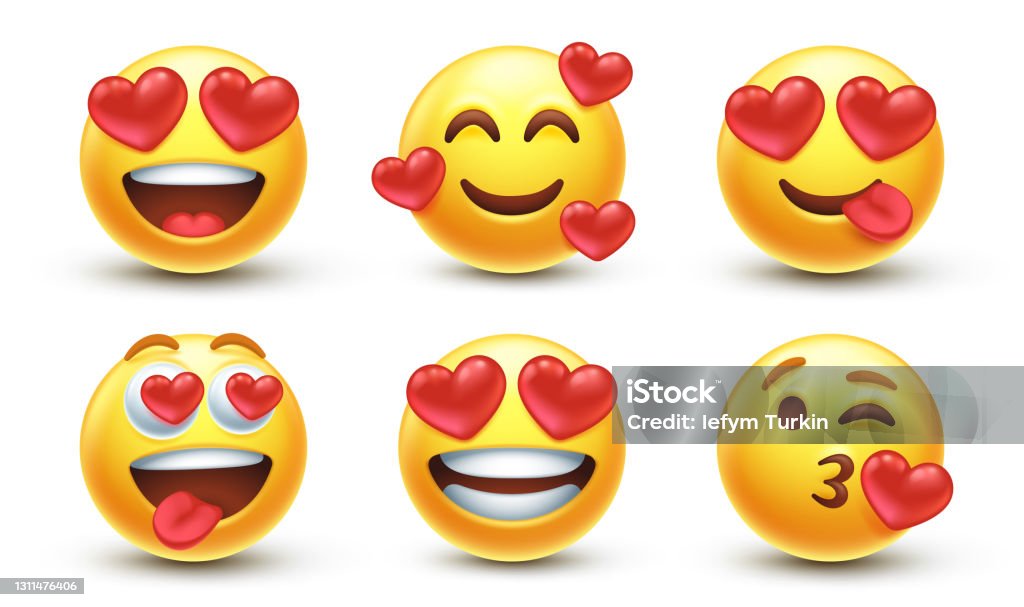  Ilustración de Emoji De Amor Con Corazones Rojos y más Vectores Libres de Derechos de Emoticono