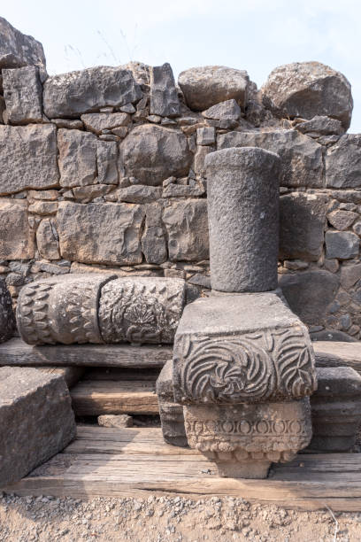 Ancient synagogue at Korazim National Park. Remains of ancient Jewish town in Israel.