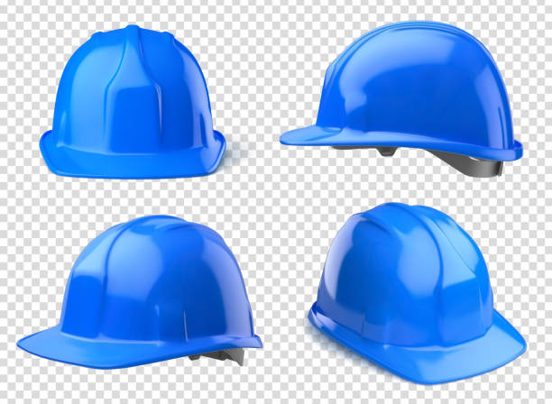 벡터 사실적인 안전 헬멧 - blue helmet stock illustrations