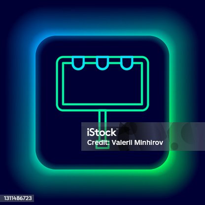 istock Glowing neon line Blank big billboard with lights icon isolated on black background. Colorful outline concept. Vector 1311486723