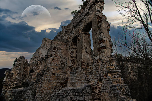 istock a spooky old castel ruin in the woods 1311487755