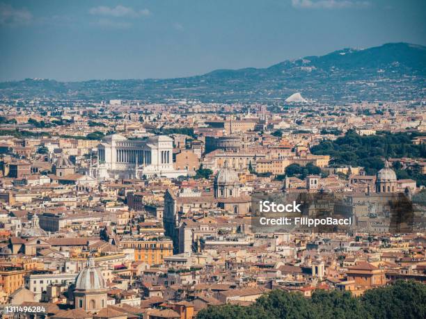 View High Rise Rome Rome Skyline From Elevated Point Of View Stock Photo - Download Image ...
