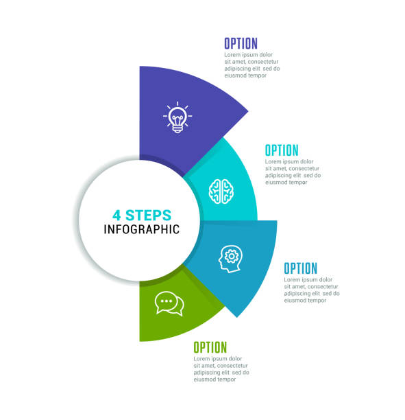 ilustrações de stock, clip art, desenhos animados e ícones de infographic element - four pieces