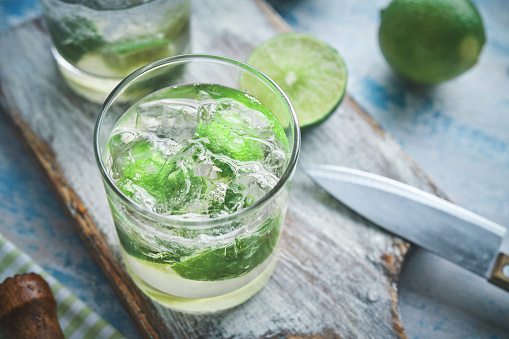 Kombucha Mojito with Fresh Mint and Ice