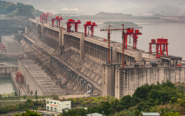istock Down river side with hydroelectric part of Three Gorges Dam, China. 1311499470