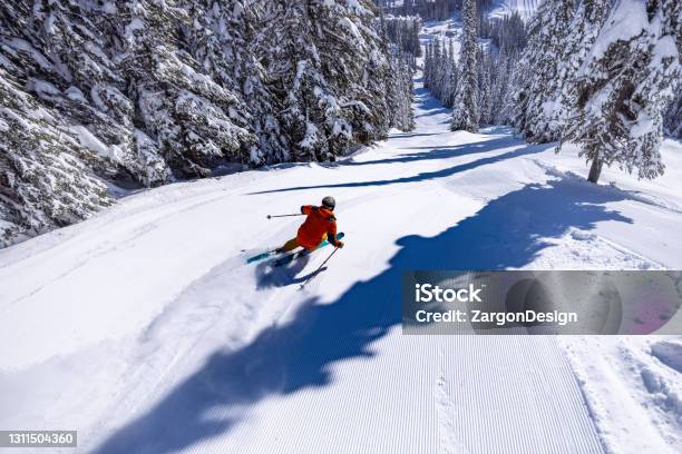 Powder Skiing Stock Photo - Download Image Now - Skiing, Ski Slope, Ski