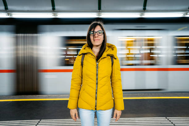 istock Woman waiting subway train 1311508381