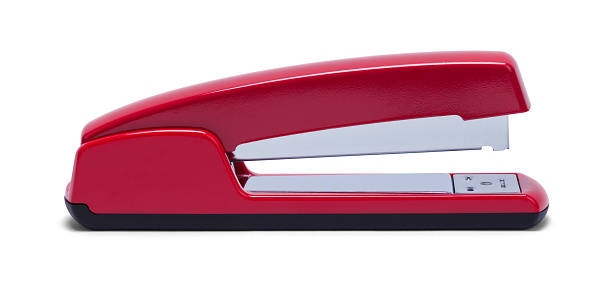 Red Metal Stapler Cut Out Side View.