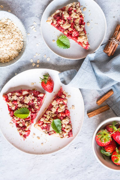 istock Strawberry pie with oatmeal crumble topping 1311511331