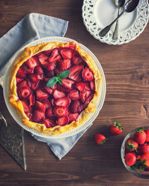 istock Freshly baked strawberry galette or open strawberry pie 1311513848