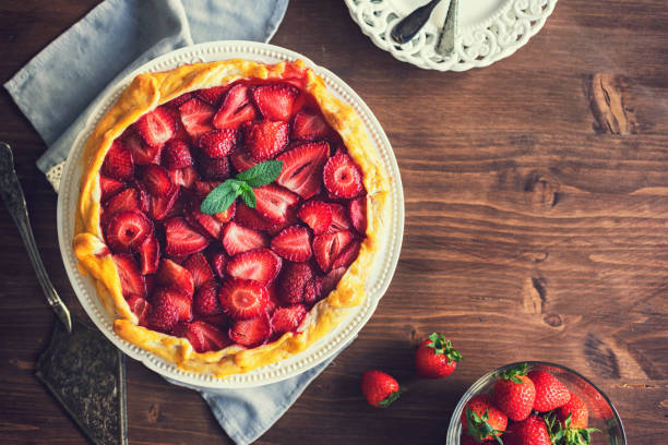istock Freshly baked strawberry galette or open strawberry pie 1311513849