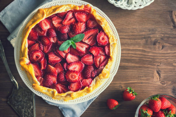 istock Freshly baked strawberry galette or open strawberry pie 1311513901