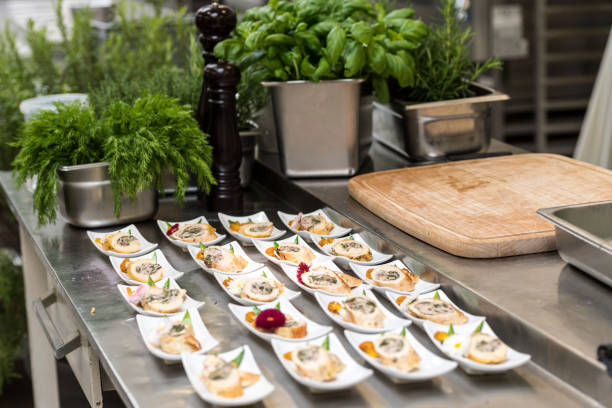 istock Catering buffet prepared cook for an event with small dishes 1311516460