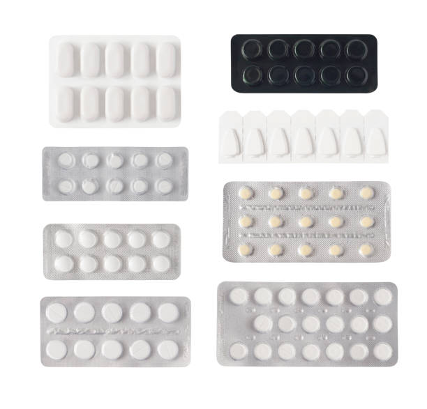 Medical tablets and pills Set of medical tablets and pills in pharmaceutical blister pack tablets blister stock pictures, royalty-free photos & images