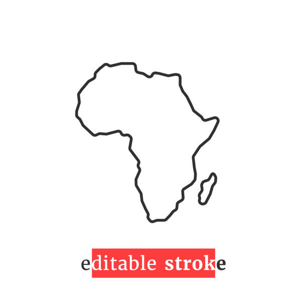 ilustrações de stock, clip art, desenhos animados e ícones de minimal editable stroke africa map icon - africa south africa african culture plain