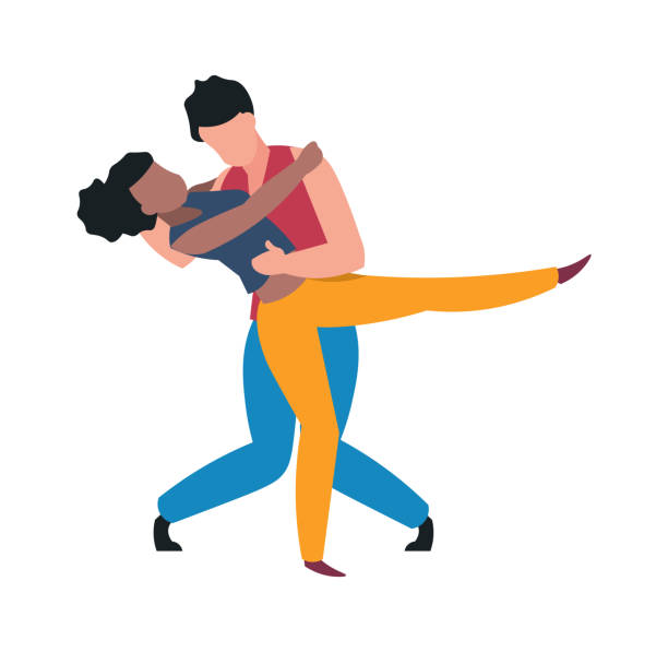 Dancers Cartoon Couple Dancing Tango Hugged Man And Woman Moving To Music  Choreographic Active Motions Hobby Or Leisure Pastime Vector Young Pair  Resting In Musical Disco Club Stock Illustration - Download Image