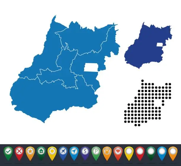 Vector illustration of Set maps of Goias state