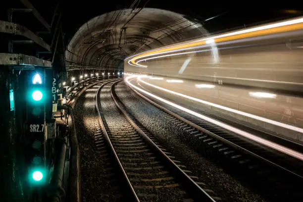 Photo of train blur in subway