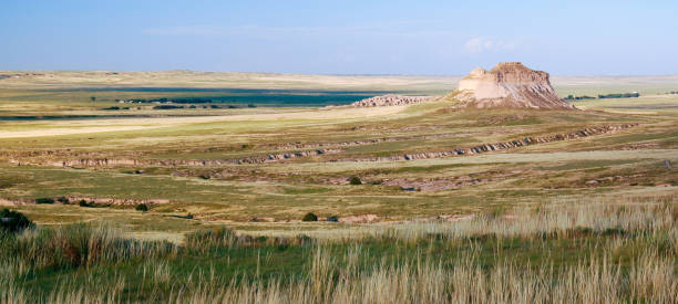 late day at Pawnee Buttes Pawnee National Grasslands, Colorado stock photo