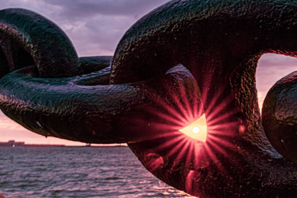 Sunset over Cleveland pier, depth o flow focus