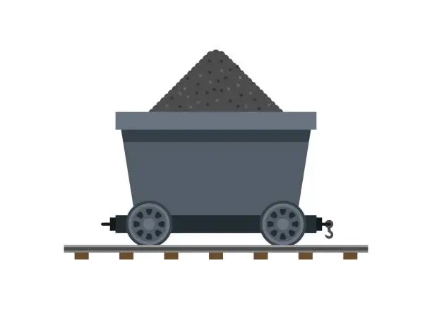Vector illustration of Mining cart. Simple flat illustration.
