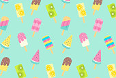 seamless pattern with popsicles for banners, cards, flyers, social media wallpapers, etc.