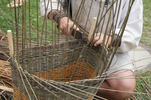 istock basket weaving at medieval market 1311566381