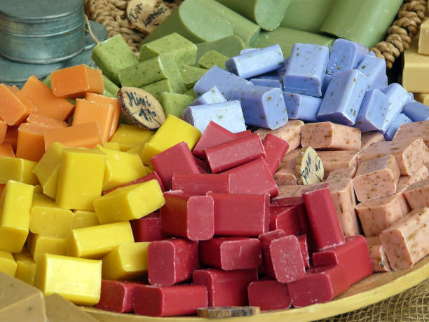 Handmade soaps on medieval market